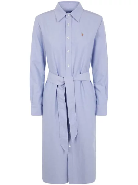 Rochie midi Polo Ralph Lauren cu broderie până la genunchi de costum albastru
