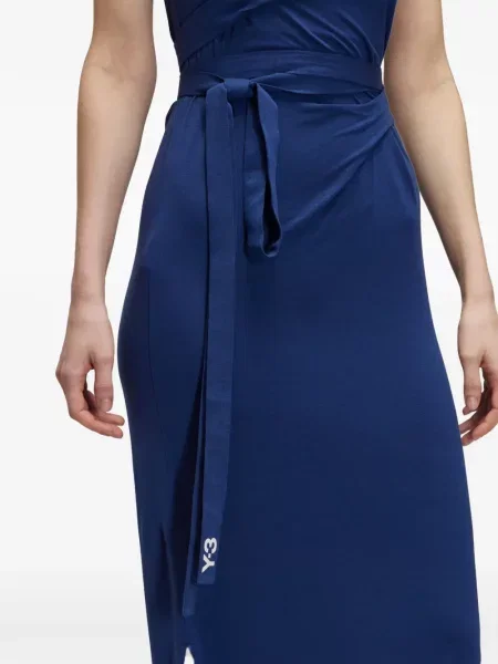 Cu centură rochie Y-3 cu dungi albastru