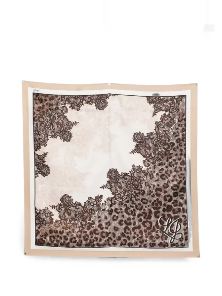 Fular Liu Jo cu imagine cu model leopard din dantelă alb