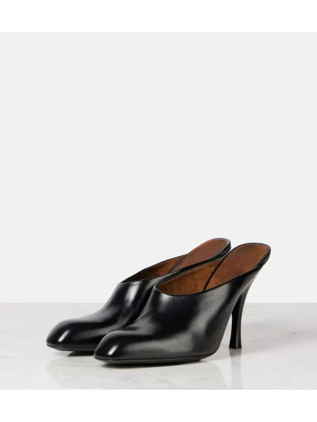 Papuci tip mules Khaite din piele negru