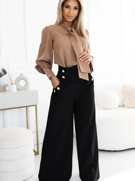 Pantaloni Numoco din piele elegante negru