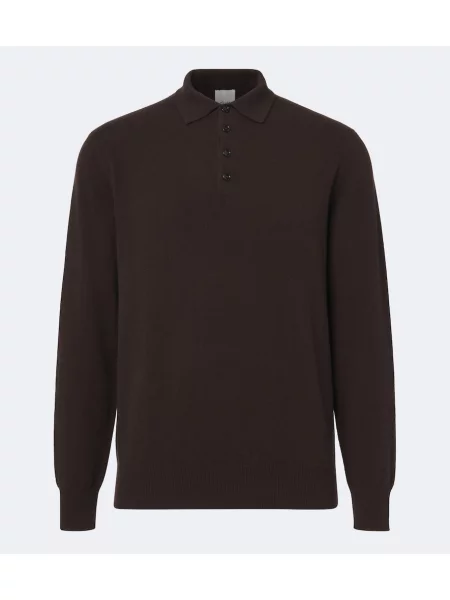 Tricou polo Allude din cașmir maro
