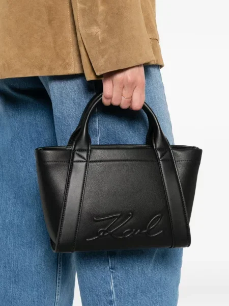 Geantă Karl Lagerfeld mini cu autograf negru