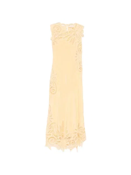 Midi haljina Ulla Johnson s čipkom žuta