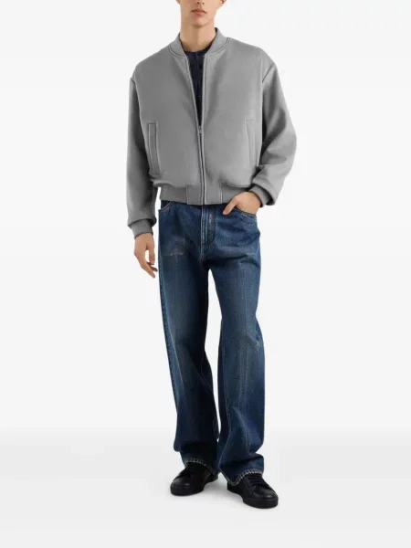 Tricou Dolce & Gabbana de mătase cu guler henley albastru