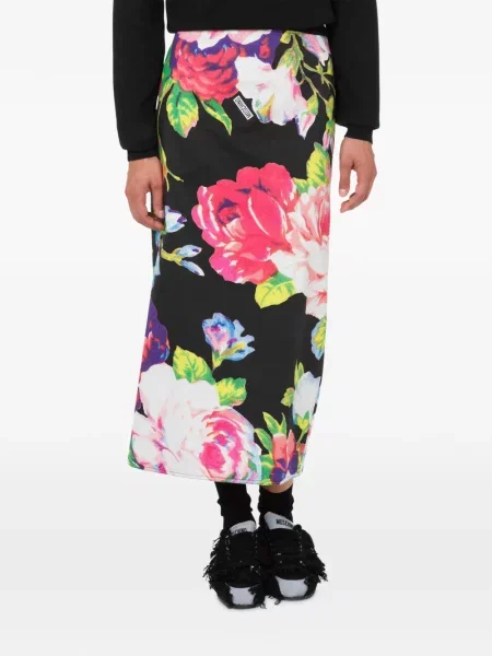 Fustă Moschino cu model floral negru