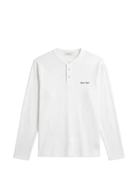 Tricou Bram’s Fruit cu guler henley cu autograf alb