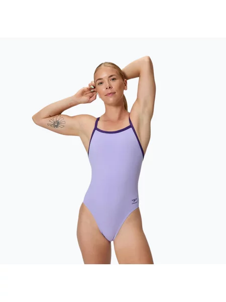 Дамски цял бански костюм Speedo Solid Turnback bright lavender виолетово
