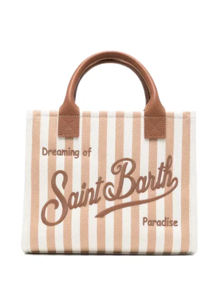 Hímzett bőr csíkos shopper táska Mc2 Saint Barth fehér