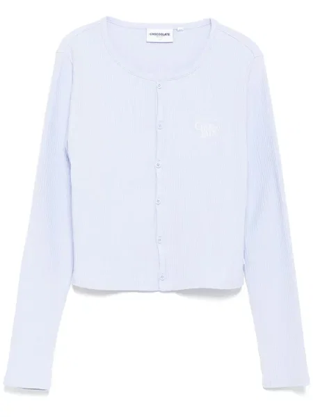 Top Chocoolate cu broderie albastru