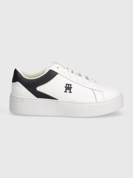Trampki Tommy Hilfiger skórzane na platformie białe