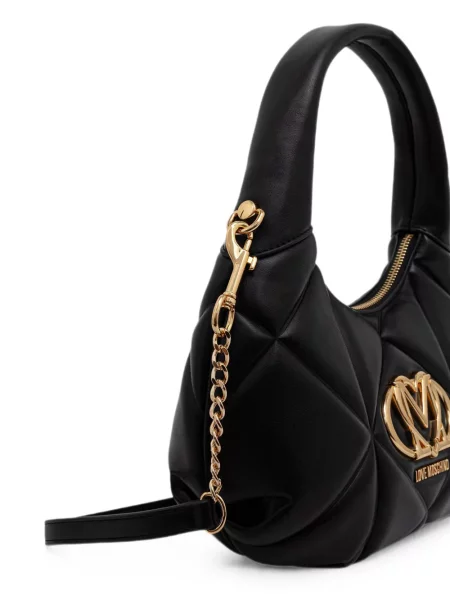 Καπιτονέ τσάντα Love Moschino με αυτόγραφο μαύρο