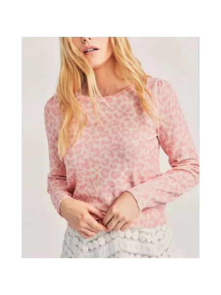 Sweter Loveshackfancy w grochy różowy