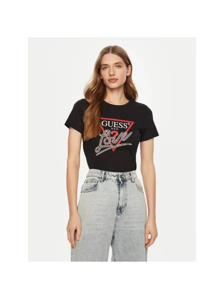 Guess Marškinėliai Regular Fit juoda