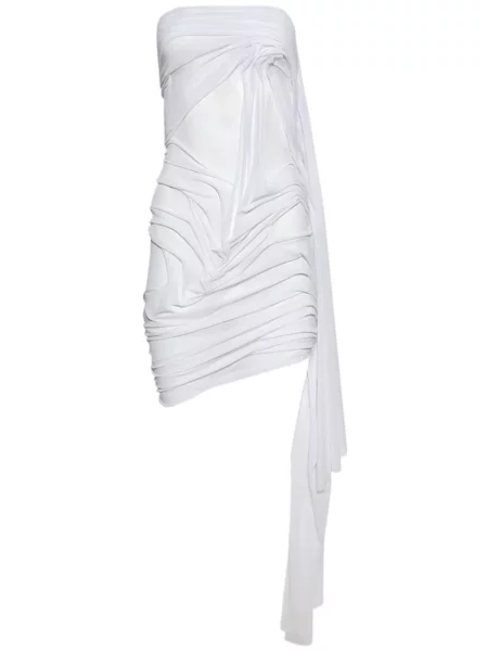 Mały sukienka mini Di Petsa drapowana garniturowa biała