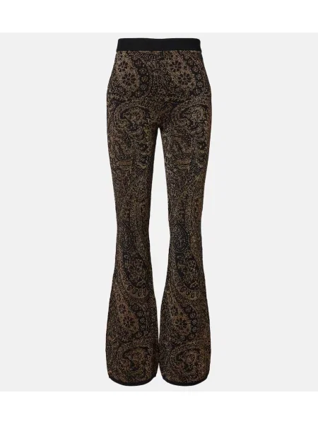 Pantaloni Etro de lână cu model paisley negru