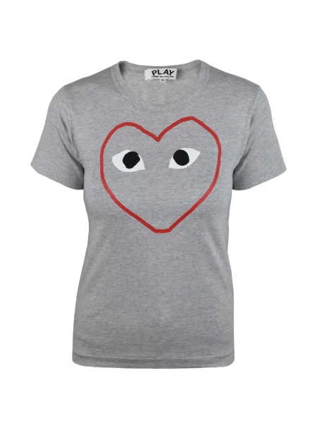 Tricou Comme Des Garçons cu imagine cu motiv cu inimi gri