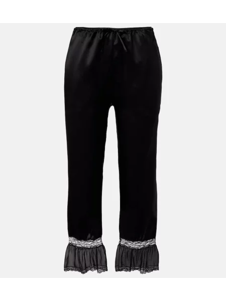 Pantaloni Saint Laurent din satin negru