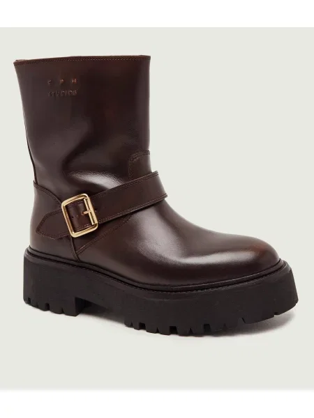 COPENHAGEN STUDIOS De piele botine cu platformă maro