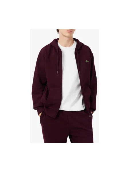 Bluza z kapturem Lacoste z kapturem czerwona