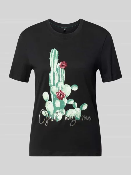 T-shirt o kroju slim fit z czystej bawełny model KITA' Only czarna