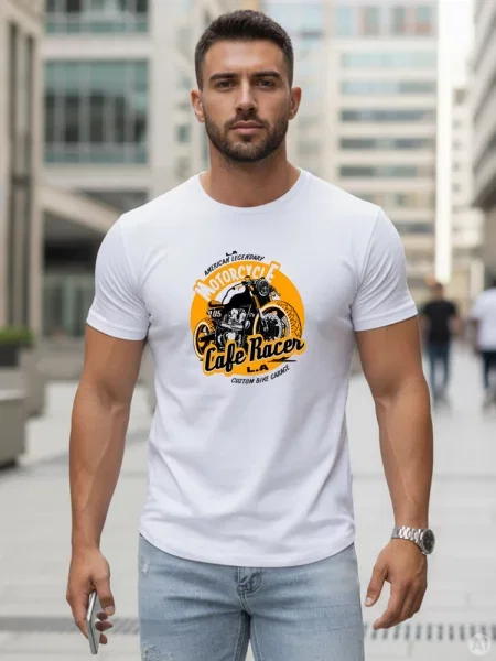 T-shirt z nadrukiem motocyklowym Dstreet biały
