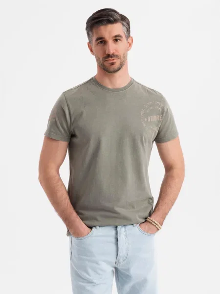 Tricou Ombre cu imagine kaki