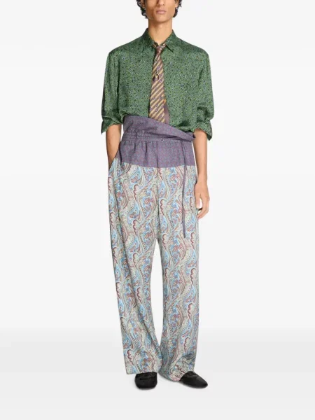 Pantaloni Dries Van Noten din jacard albastru