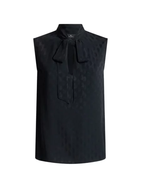 Top Etro de mătase cu model paisley negru