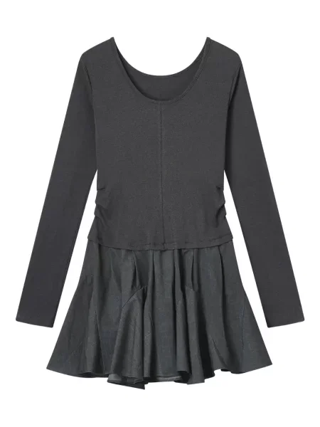 Rochie maxi B+ab cu volane lungă de costum gri