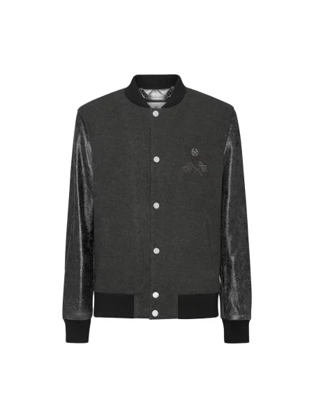 Kurtka bomber Philipp Plein wełniany czarny