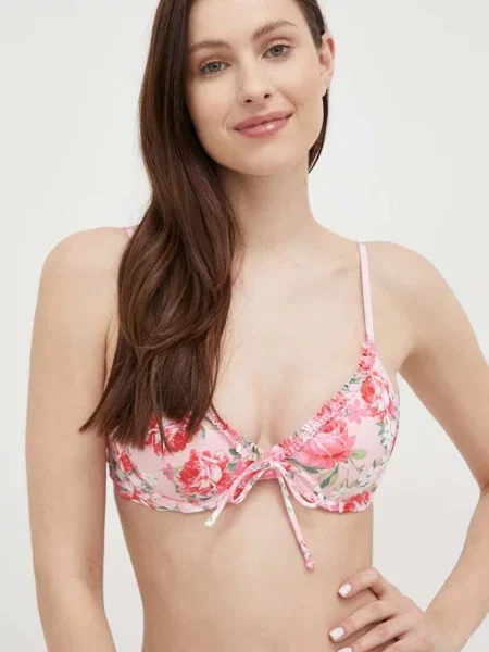 Plavková podprsenka Hollister Co. růžová mírně vyztužený košík