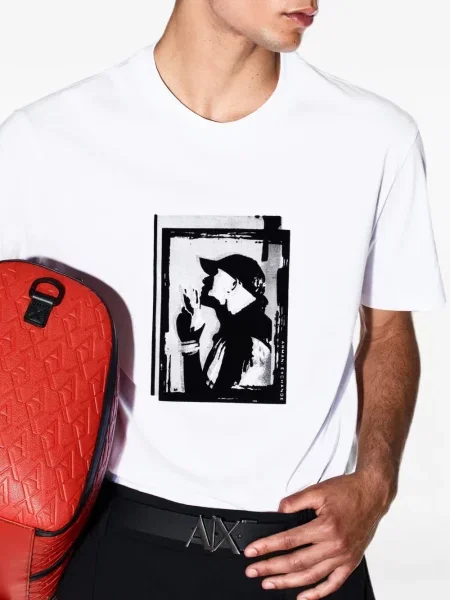 Tricou Armani Exchange cu imagine alb