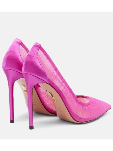 Pantofi cu toc Aquazzura din satin roz