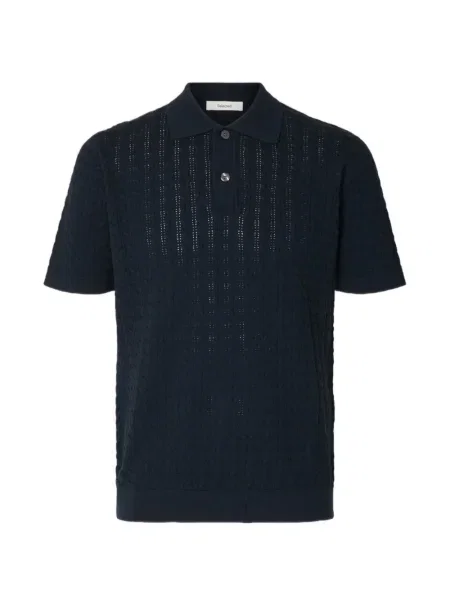 Плетена поло тениска Selected синьо