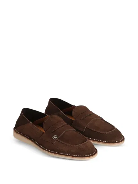 Pantofi loafer Dolce & Gabbana din piele de căprioară maro