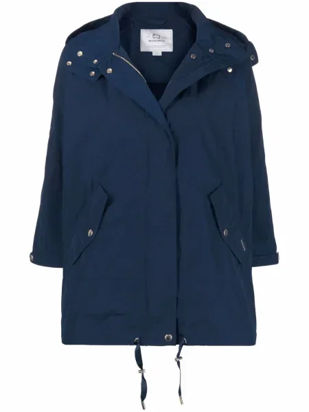 Parka Woolrich z kapturem niebieska