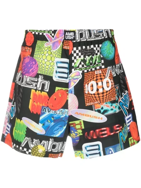 Pantaloni scurți Ambush cu imagine negru