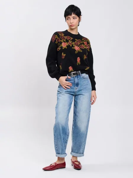 Influencer Sveter olivová / bordová čierna