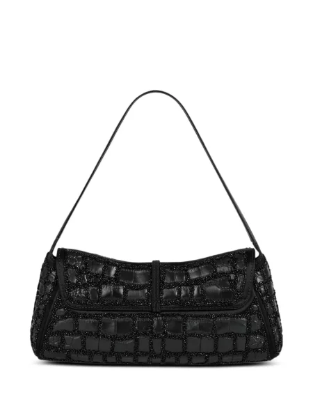 Geantă Balmain cu broderie din piele negru
