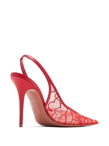 Pantofi cu toc Amina Muaddi din dantelă slingback roșu
