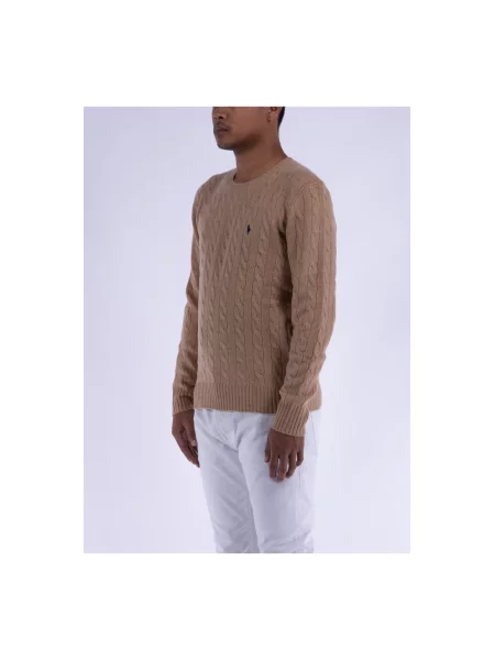 Sweter z dzianiny o kroju regular fit z mieszanki wełny i kaszmiru Ralph Lauren beżowy
