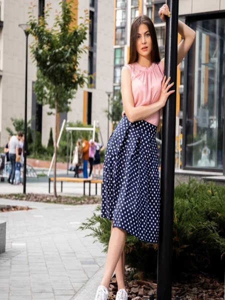 Спідниця міді LadyLike текстиль синій