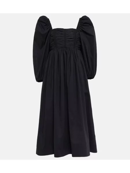 Midi obleka Ulla Johnson poplin črna