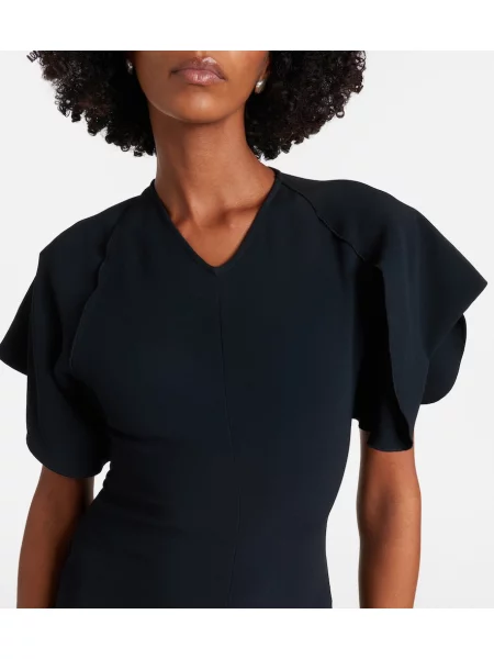 Rochie midi Victoria Beckham asimetrică drapată negru