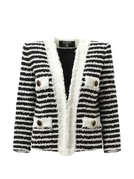 Geacă Balmain din tweed negru