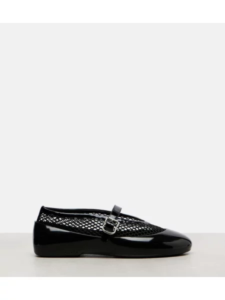 Balerini Alaïa din piele de plasă negru