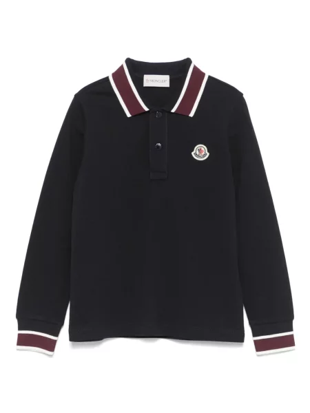 Koszulka polo dziecięca Moncler Enfant niebieska