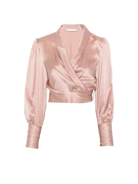 Długa bluzka Zimmermann z dekoltem w serek różowa