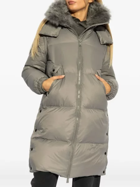 Płaszcz Yves Salomon z kapturem szary